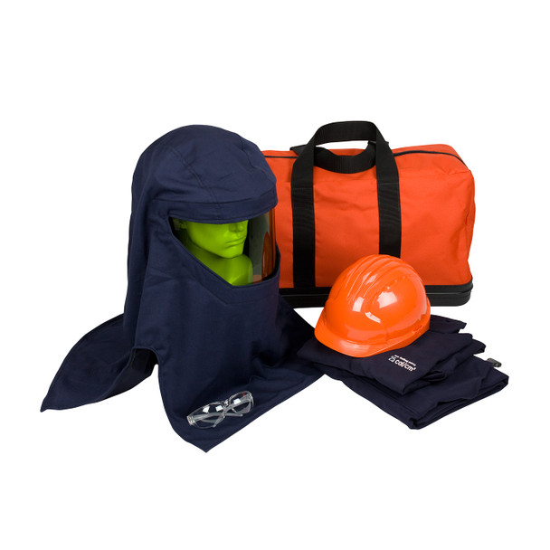 Navy 2XL 25 Cal Kit, Coverall, Hard Hat, Hood, Bag, Safety Glasses HRC 3 Kits