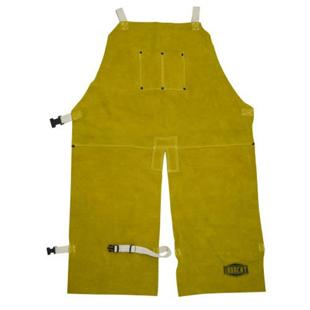 Leather split leg apron, anodized snaps and rivets, Kevlar sewn,  chest pockets, cotton straps