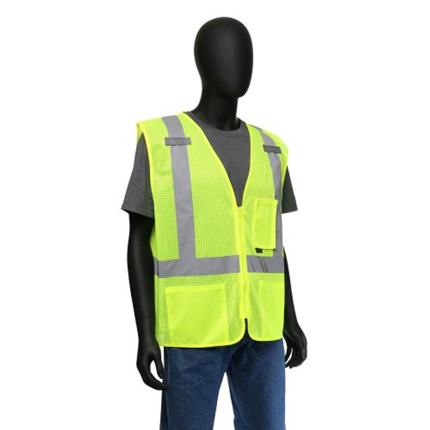 HI-VIS LIME CLASSIC SAFETY VEST WITH ZIPPER FRONT CLOSURE- ANSI/ISEA 107-2015 CLASS 2