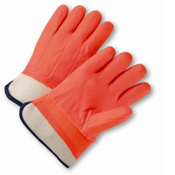 Safety Cuff Orange Foam Lined Rough Finish PVC Glove