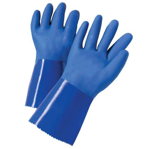 Blue 10" Triple-Dipped PVC, Interlock lined, Rough Finish Palm and Back of hand