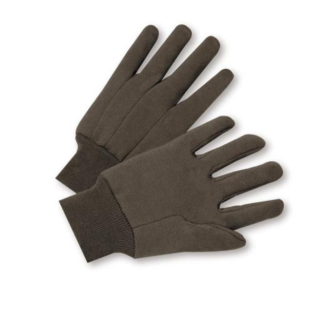 Knit Wrist Brown Jersey Glove - 100% Cotton - Ladies