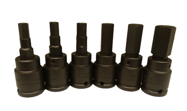 3/4" Drive Allen Bit Set 1"-7/8'-3/4"-5/8"-9/16"-1/2", Railroad Track Bolt Tools