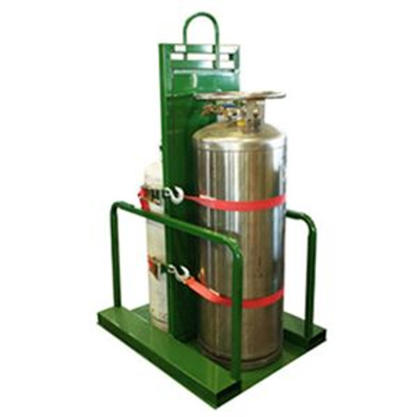 Liquid / Fuel Gas Cylinder Transport Pallet with Firewall - Forklift Access