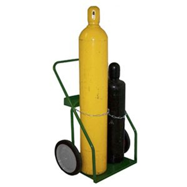 Large Oxygen and Medium Acetylene Cylinder Transport Cart, Semin-Pneumatic Wheels with Chain