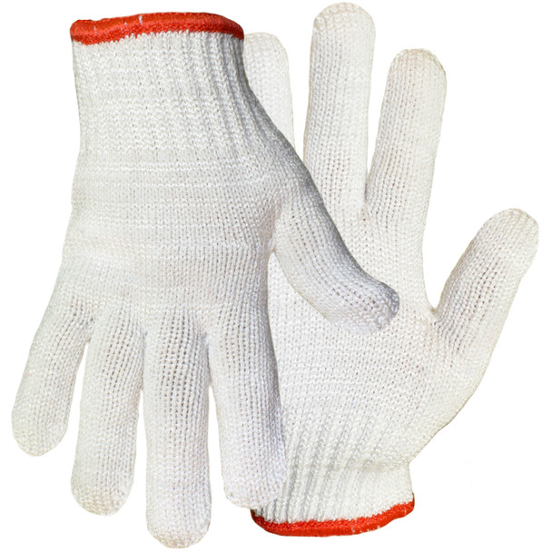 Polyester/Acrylic, Heavy Weight, White, Reversible, Knit Wrist - Size L, White 1 Pair - Seamless Knits for General Duty