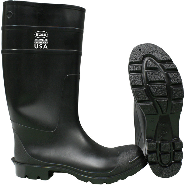 BOSS PVC KNEE BOOT STEEL TOE - Size 7, Black 1 Pair - Rain Boots