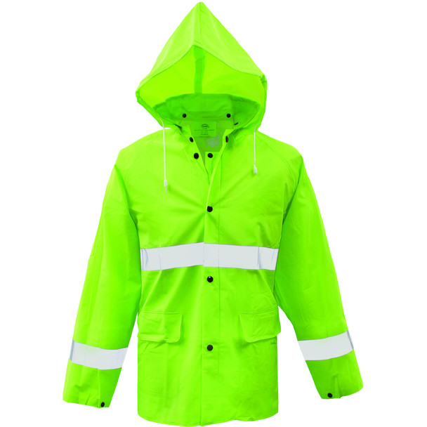 Lined PVC Rain Jacket .35MM, High-Vis Fluorescent Green - Size 2XL, Hi-Vis Green  - PVC Rainwear