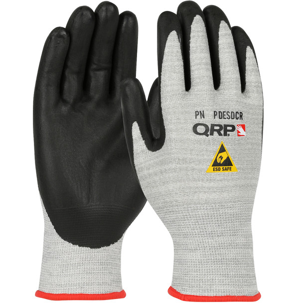 Gray Nylon Black PD CR 2XL 0 - Size XS, Salt & Pepper 1 Case - CE Seamless Knit Gloves