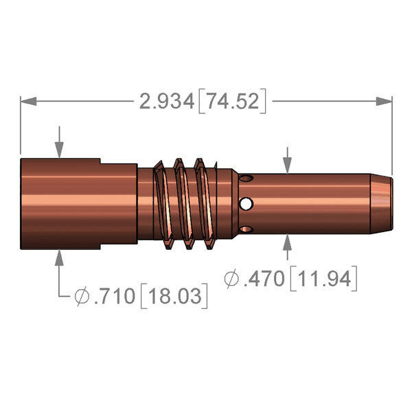 Replacement Diffuser for Binzel ABIROB A500, Nozzle Threads on Neck - For 9mm PowerBall Contact Tip