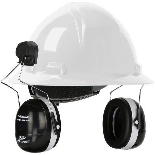 Full Brim Mounted Wire Ear Muff, 26 Db Nrr, Universal,Blk./Wht. - Size Os, Black, Ear Muffs, 1 Pair