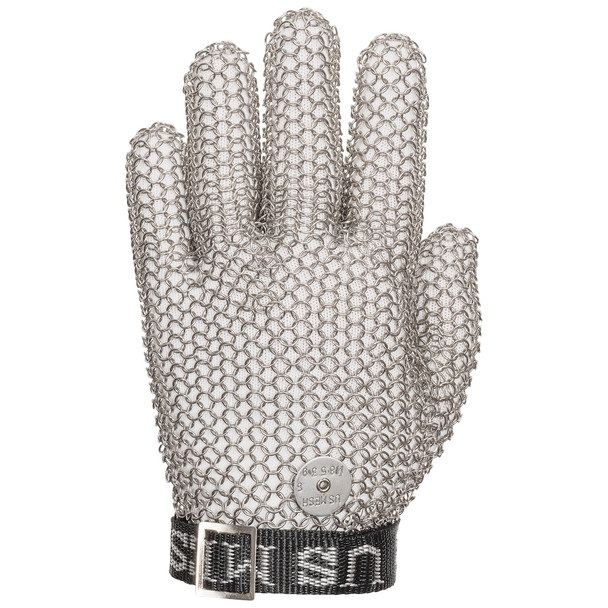 Ss Big Ring 5 Finger Reversibl, E Glove W/Sewn On Strap - S - Size S, Silver, Metal Mesh Products, 1 Unit