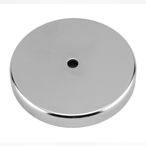 Heavy-Duty Ceramic Round Base Magnet - 3.19'' Dia. x 0.440'' Thk. w/0.28'' Dia. hole¸ 95 lbs. pull