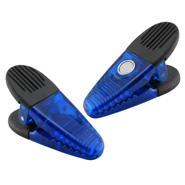 Large Neodymium Magnetic Clips (2pk, Blue) - Plastic with rubber handle