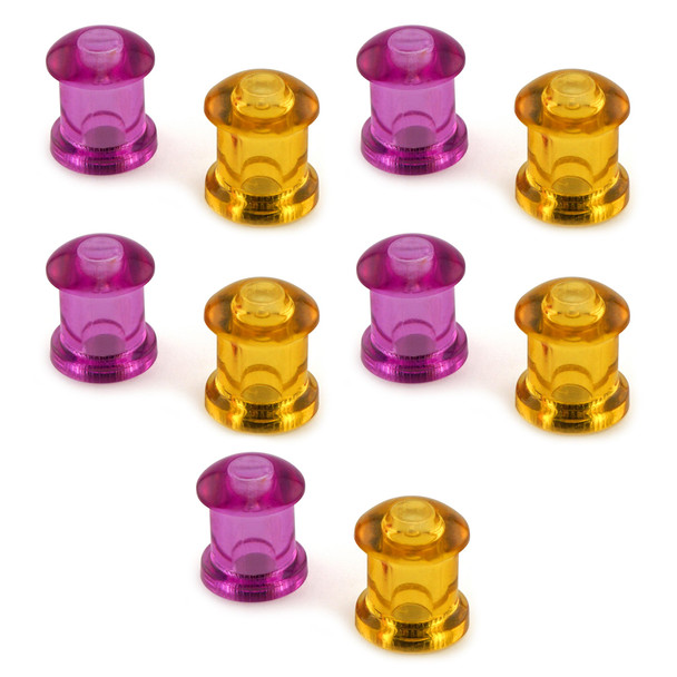 Neodymium Magnetic Push Pins (10pk) - Purple and Yellow Circles