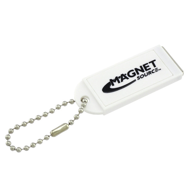 Neodymium Key Chain Magnet w/Logo, White - 4 lbs. pull
