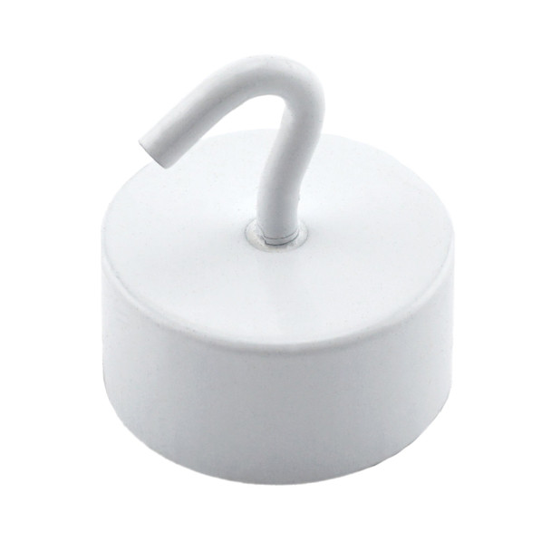 Neodymium White Magnetic Hook - 61 lbs. pull w/ liner