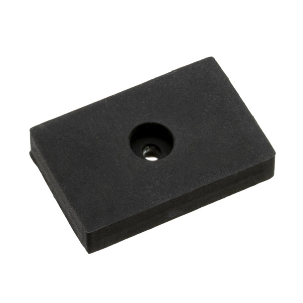 Neodymium Rubber Coated Mounting Block - N45¸ 1.5" L x 1" W x .25" Thk. w/ .15" hole¸ 27 lbs. pull