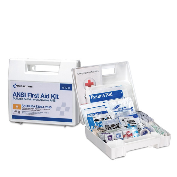 25 Person Bulk Plastic ANSI A, First Aid Kit with Dividers