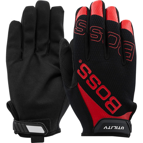 Boss Utility, Black Mesh Back, Microfiber Palm, Touchscreen, Hook & Loop Closure Mechanics Gloves - XL Black PR