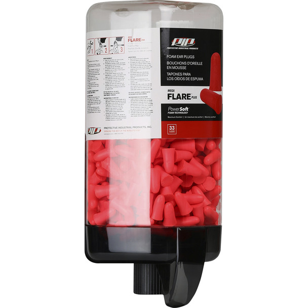 Ear Plug Refill Canister, Prefilled, Holds 400 Pair Of Mega Flare Plus Dispenser - DISPLAY Black EA