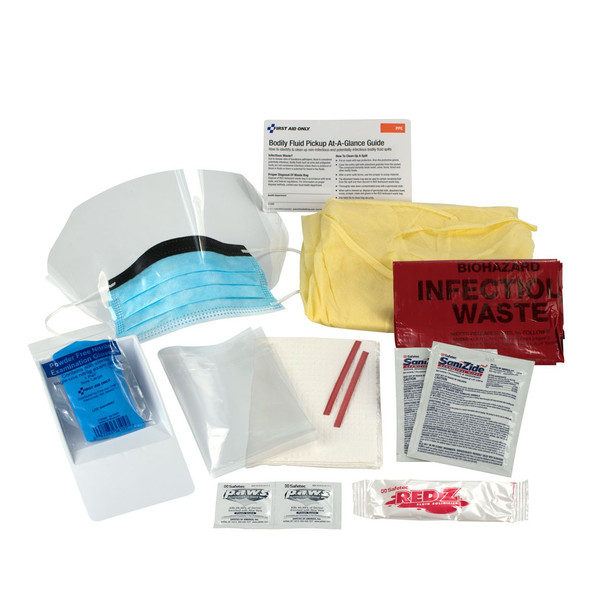 BBP Spill Clean Up Kit, Bodily Fluid Clean Up Pack, 16 pc - Disposable Tray