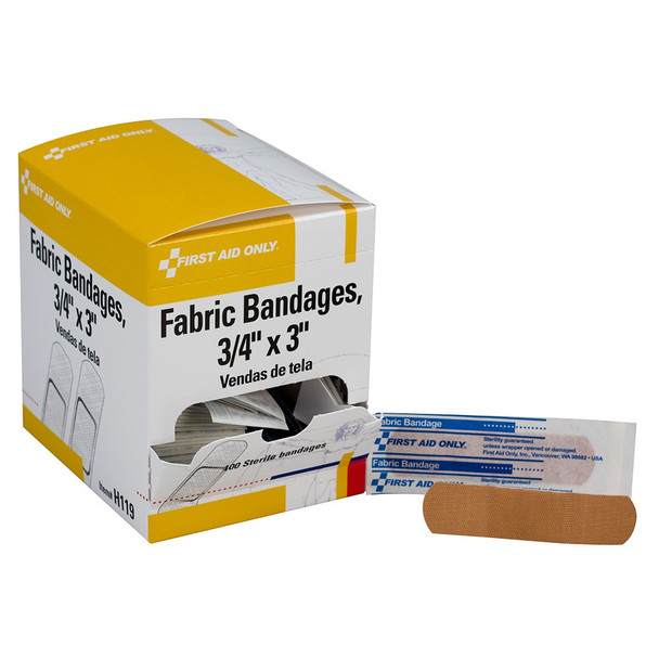 3/4"x 3" Heavy Woven Fabric Bandages, 100 Per Box