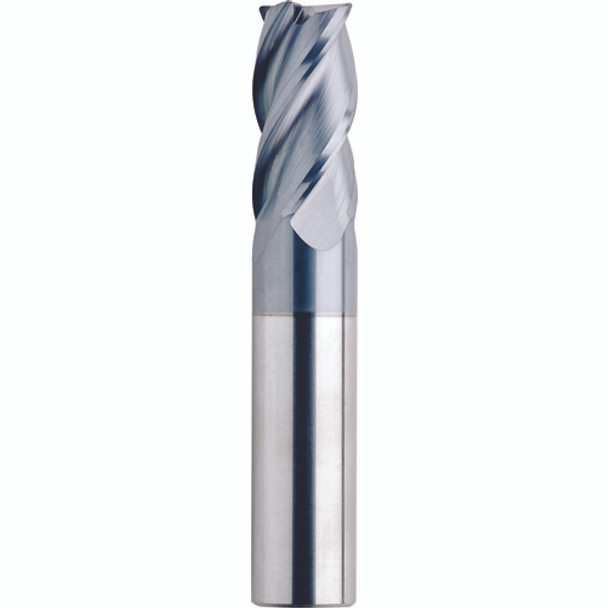 1" Dia. × 1" Shank × 1-1/2" DOC × 4" OAL, Carbide, veri4, 4 Flute, Variable Helix, Plain, External, Corner Radius, Solid End Mill Series/List #5981