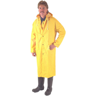 Lined PVC Rain Coat .35MM, 48 Long, Yellow - Size 3XL, Yellow