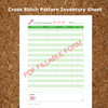 Editable & Printable Cross Stitch Pattern Inventory Sheet 8" x 11" Adobe PDF