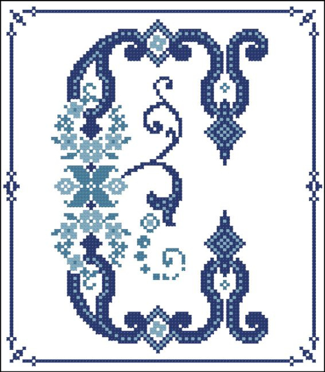 Decorative Blue Alphabet C