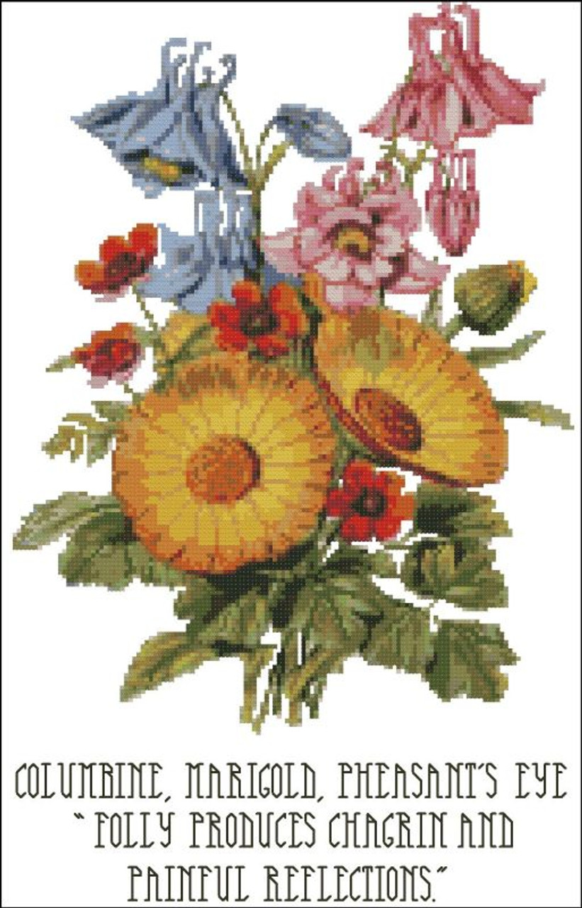 Floral Emblems 004-Columbine, Marigold, Pheasant's Eye