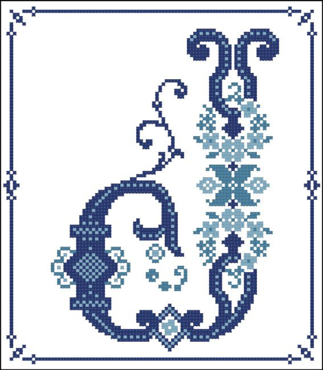 Decorative Blue Alphabet J