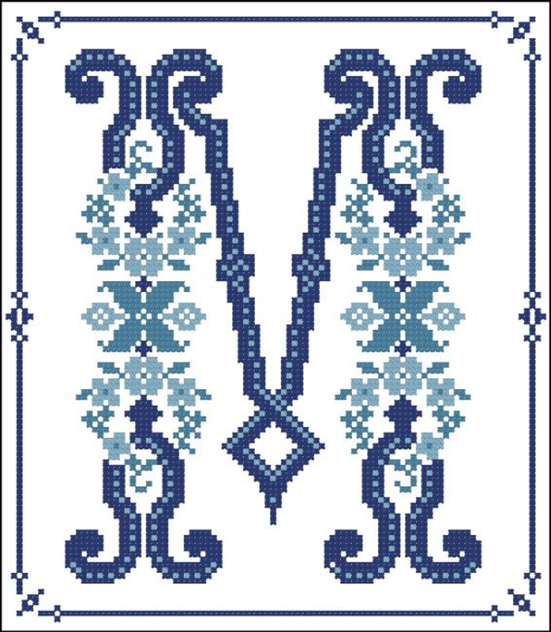 Decorative Blue Alphabet M