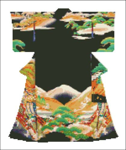 Traditional Japanese Kimono Cross Stitch Pattern 000