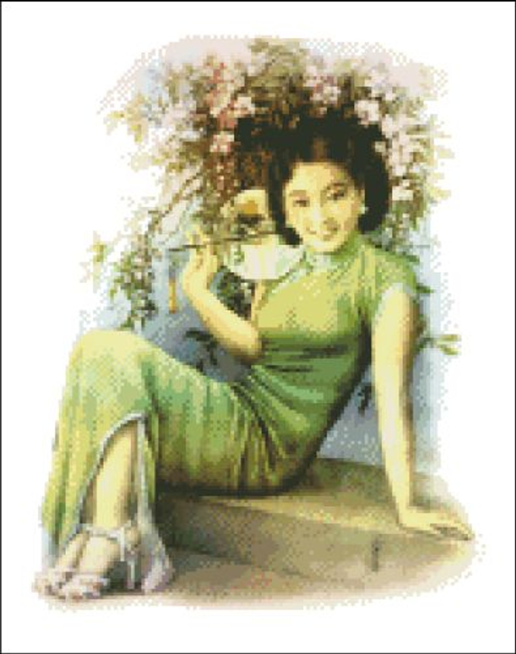 Shanghai Lady in Green Dress