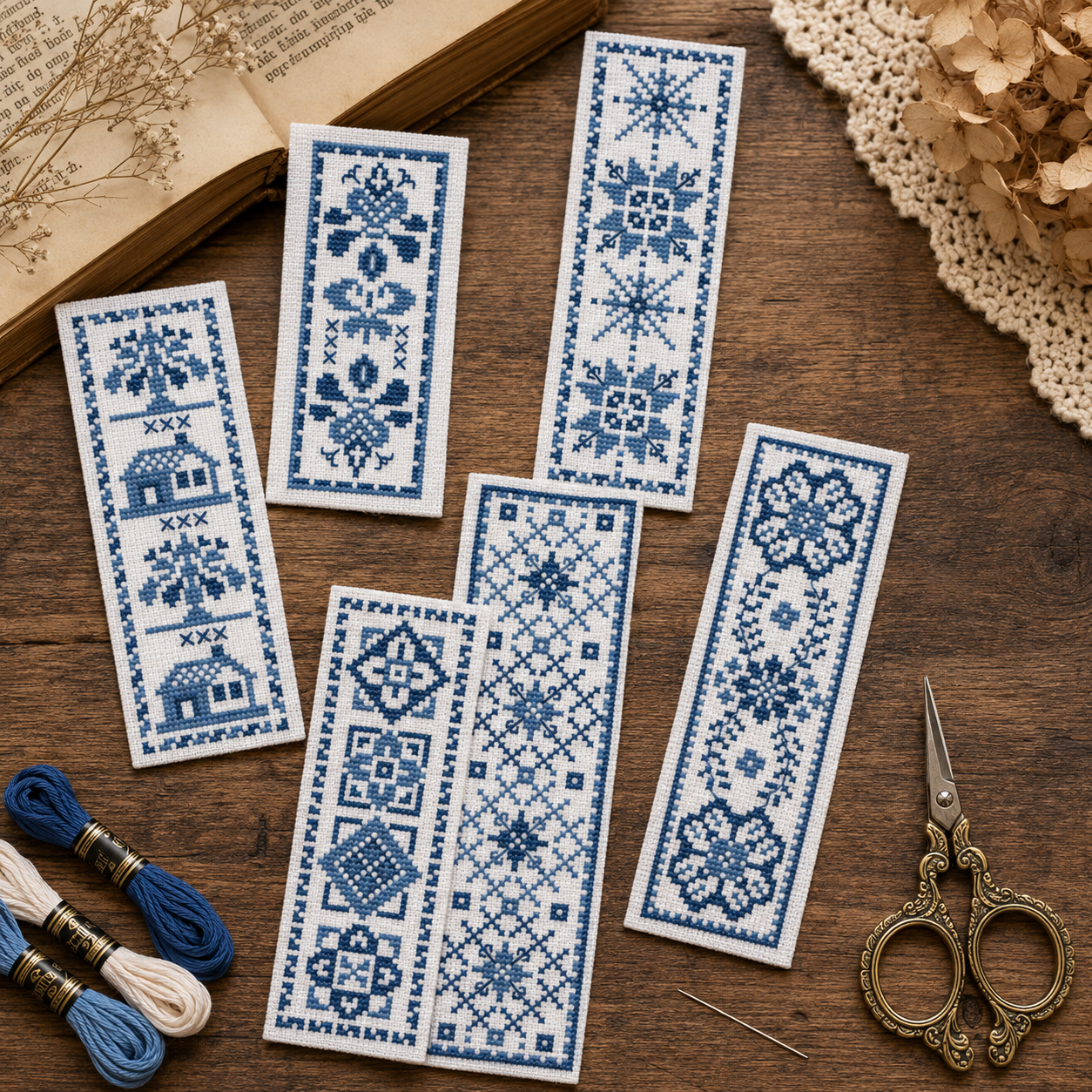 Victorian Bookmarks Blue Collection 2
