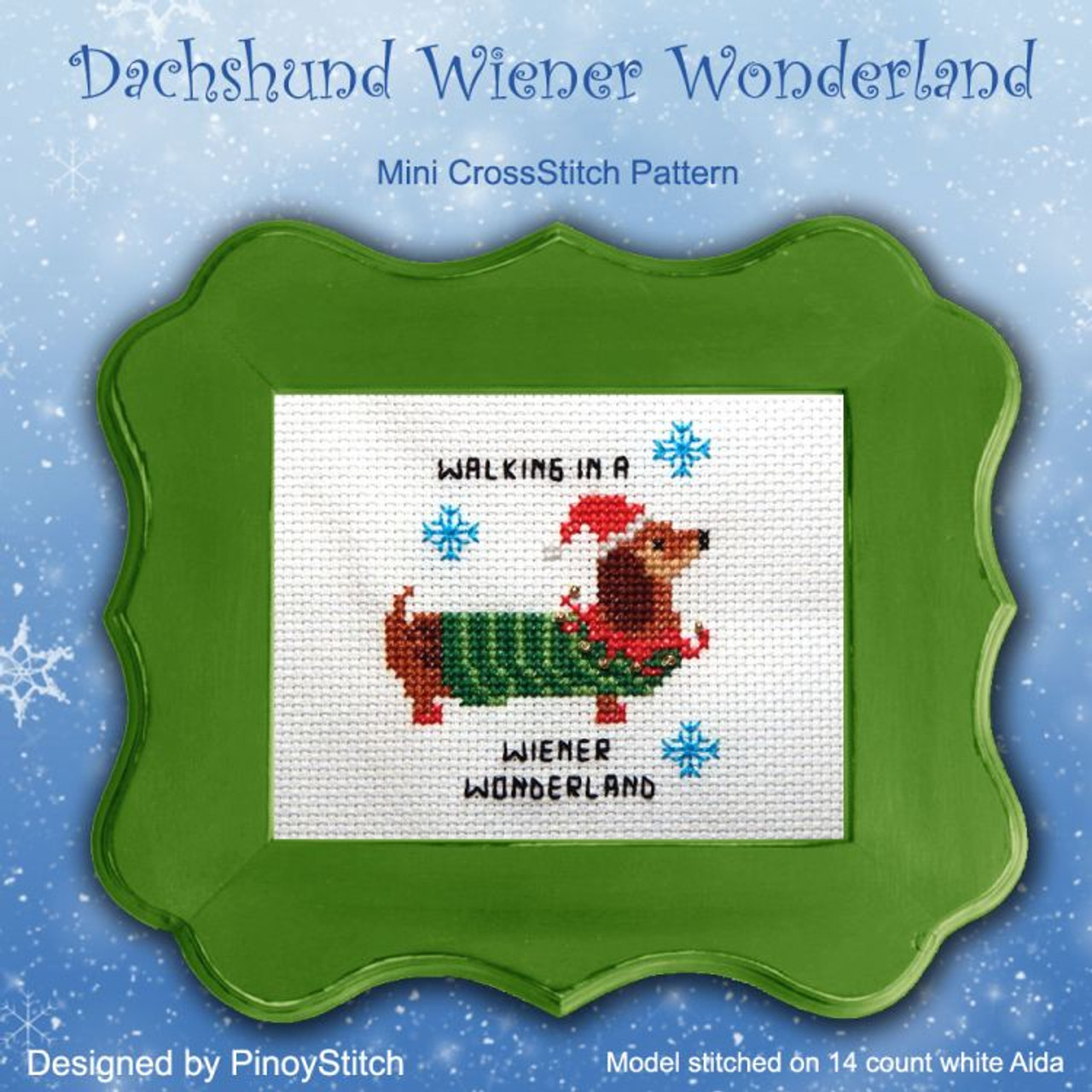 Dachshund Wiener Wonderland Cross Stitch Pattern PDF