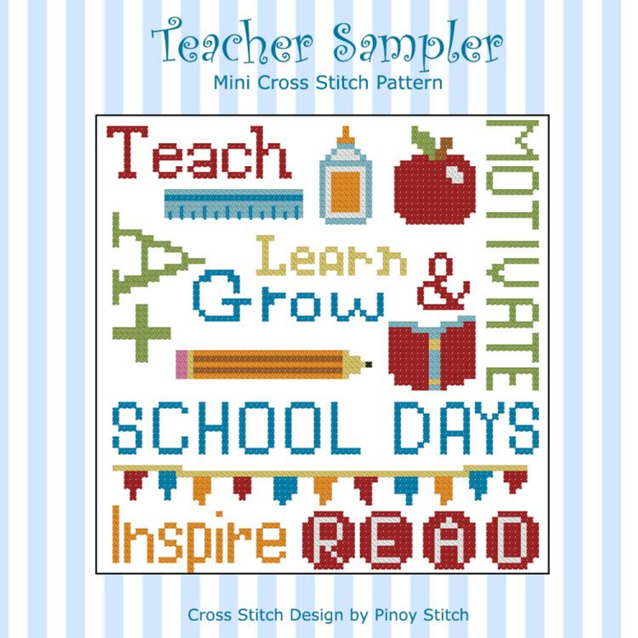 Teacher Cross Stitch Pattern Sampler