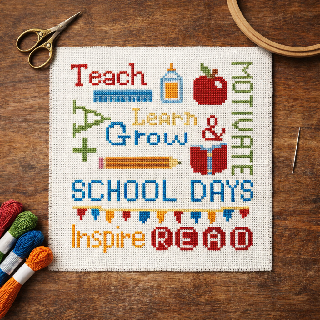 Teacher Cross Stitch Pattern Sampler