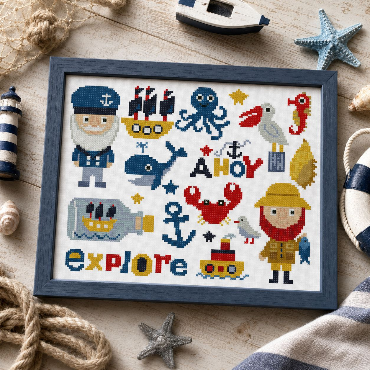 Nautical Ship Ahoy Collection Cross Stitch Pattern