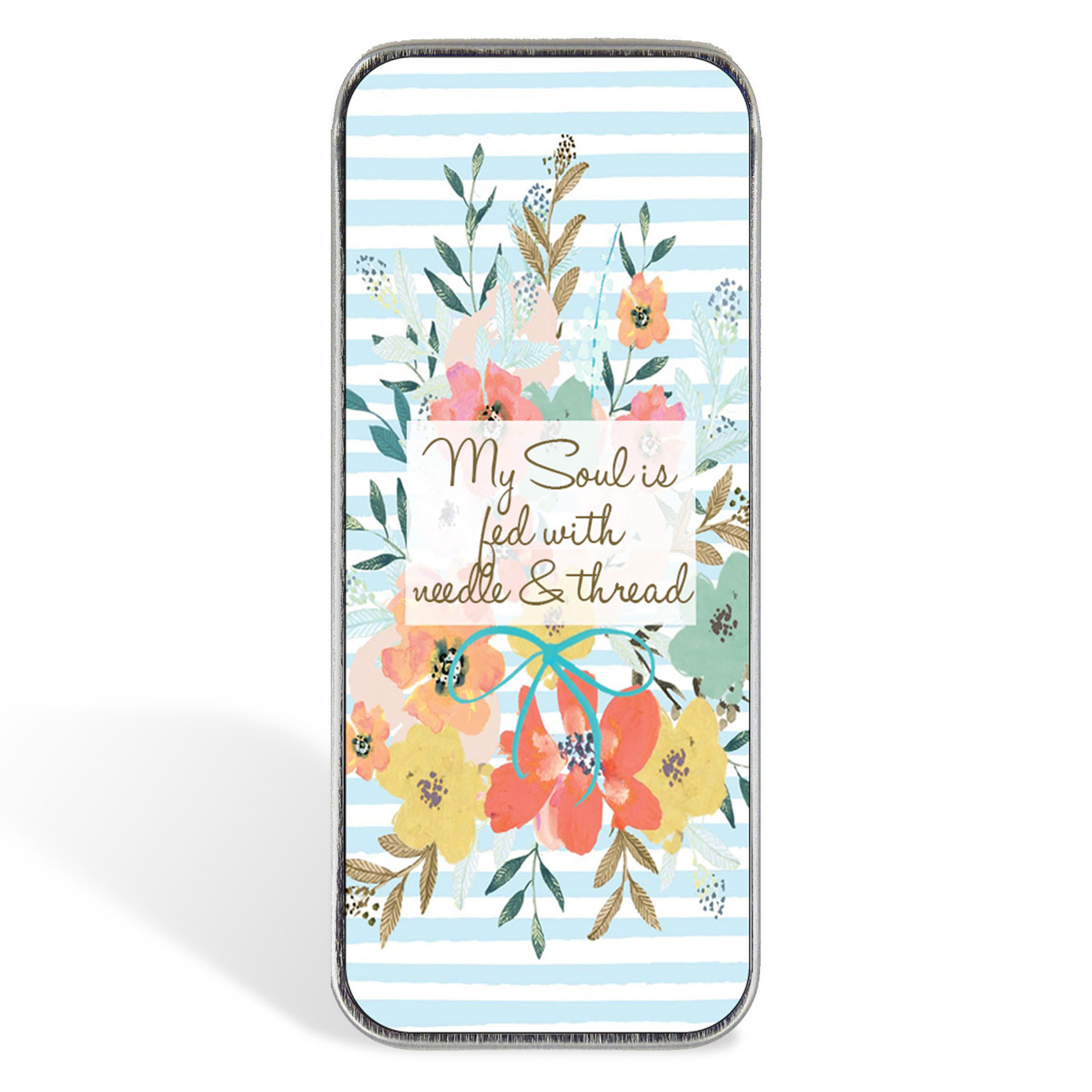 Magnetic Sewing Needle Case Quotes My Soul is Fed with Needle and Thread