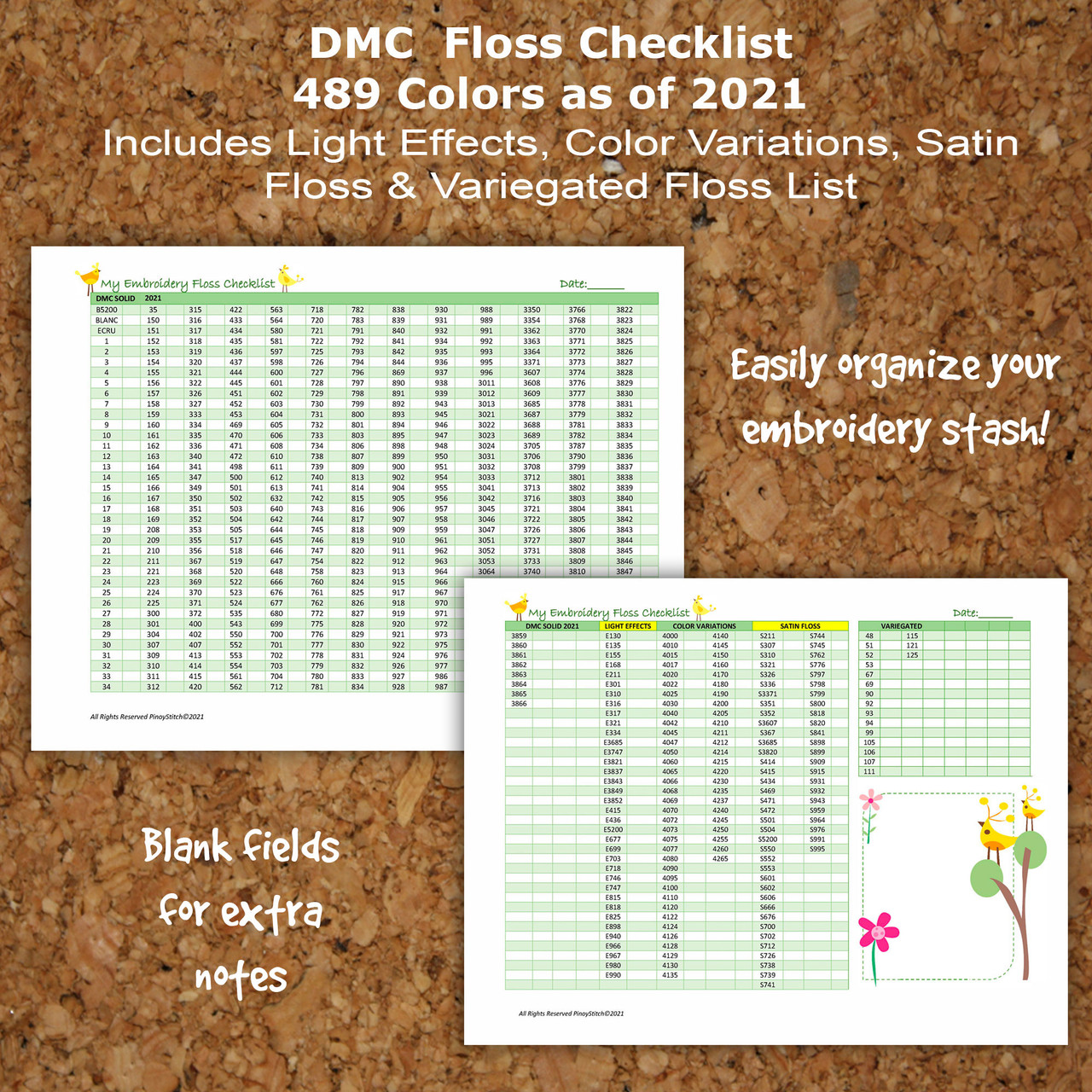 Mega Combo Grids & Checklist Forms (DMC, Gentle Art, Weeks Dye , Dinky Dyes) PDF Instant Download 