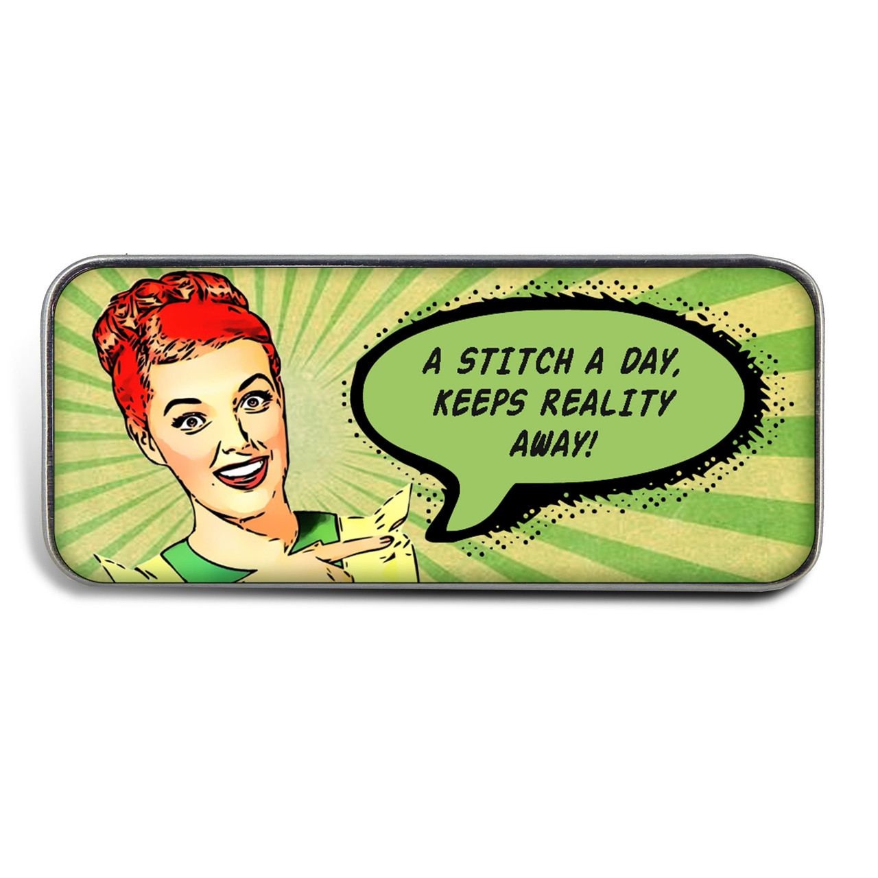 Magnetic Sewing Needle Case Pop Art A Stitch a Day Keeps Reality Away