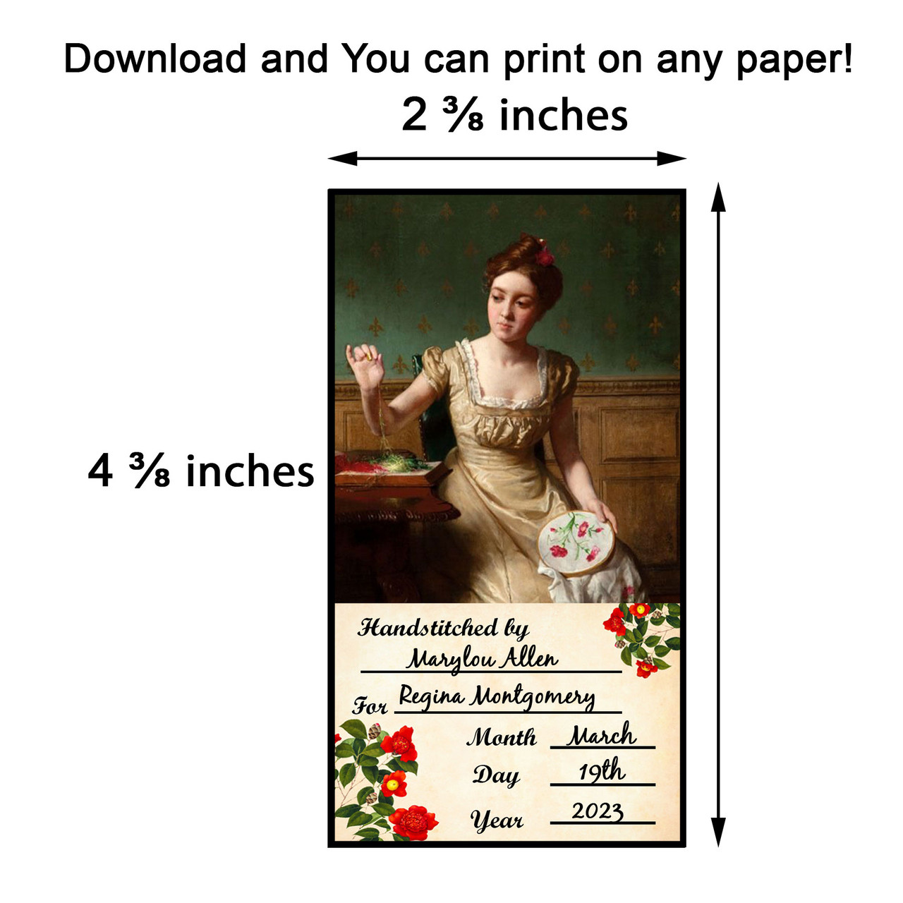 Printable Gift Tags Art Ladies Stitching Sewing Ladies No.019 Instant Download