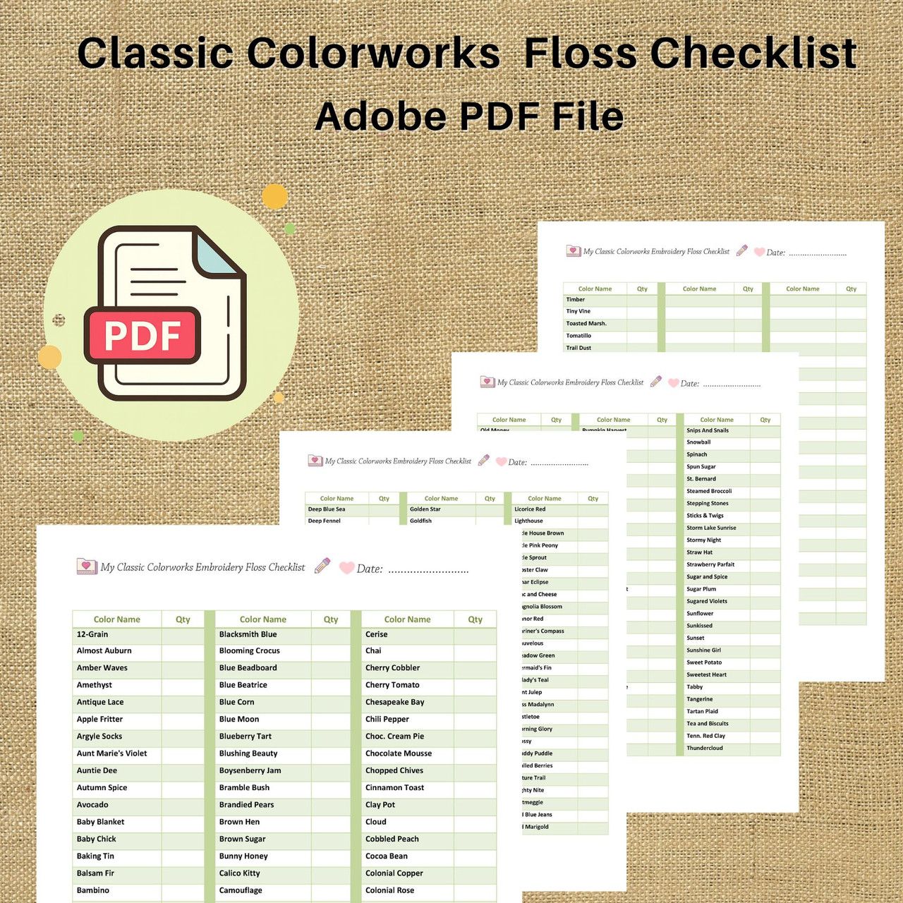 Floss Checklist Classic Colorworks Floss Checklist 2026 | Printable Embroidery Thread Organizer PDF | Cross Stitch Supply Instant Download
