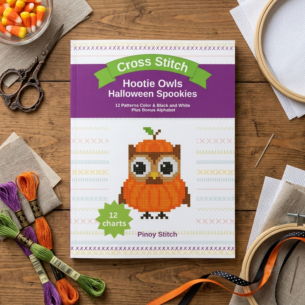 Mini Cross Stitch Owl Pattern Hootie Spookies Halloween Owls Easy Animal Bird Counted Cross Stitch Pattern (12 Charts)