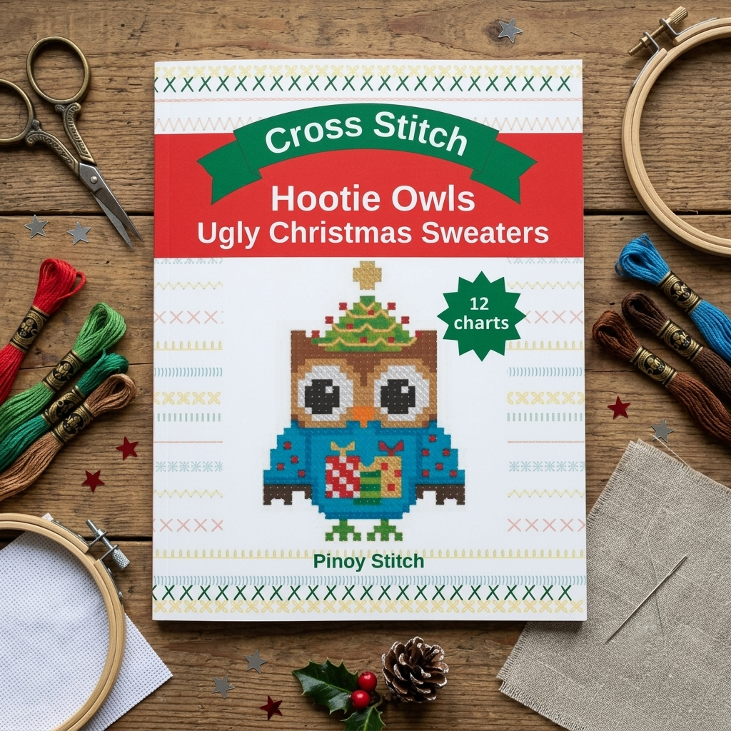 Mini Cross Stitch Christmas Pattern Hootie Owls Ugly Christmas Sweaters Easy Animal Counted Cross Stitch Pattern 