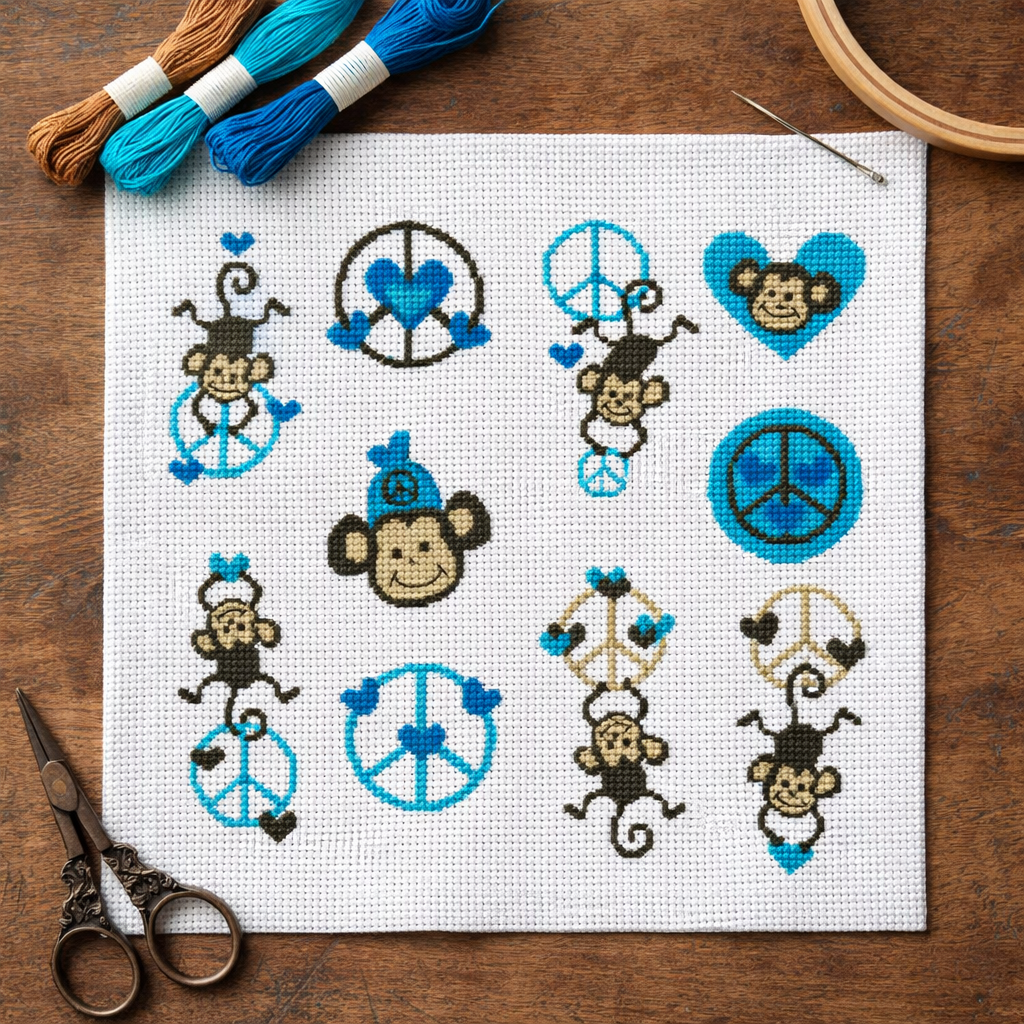 Peace Monkey Love Blue