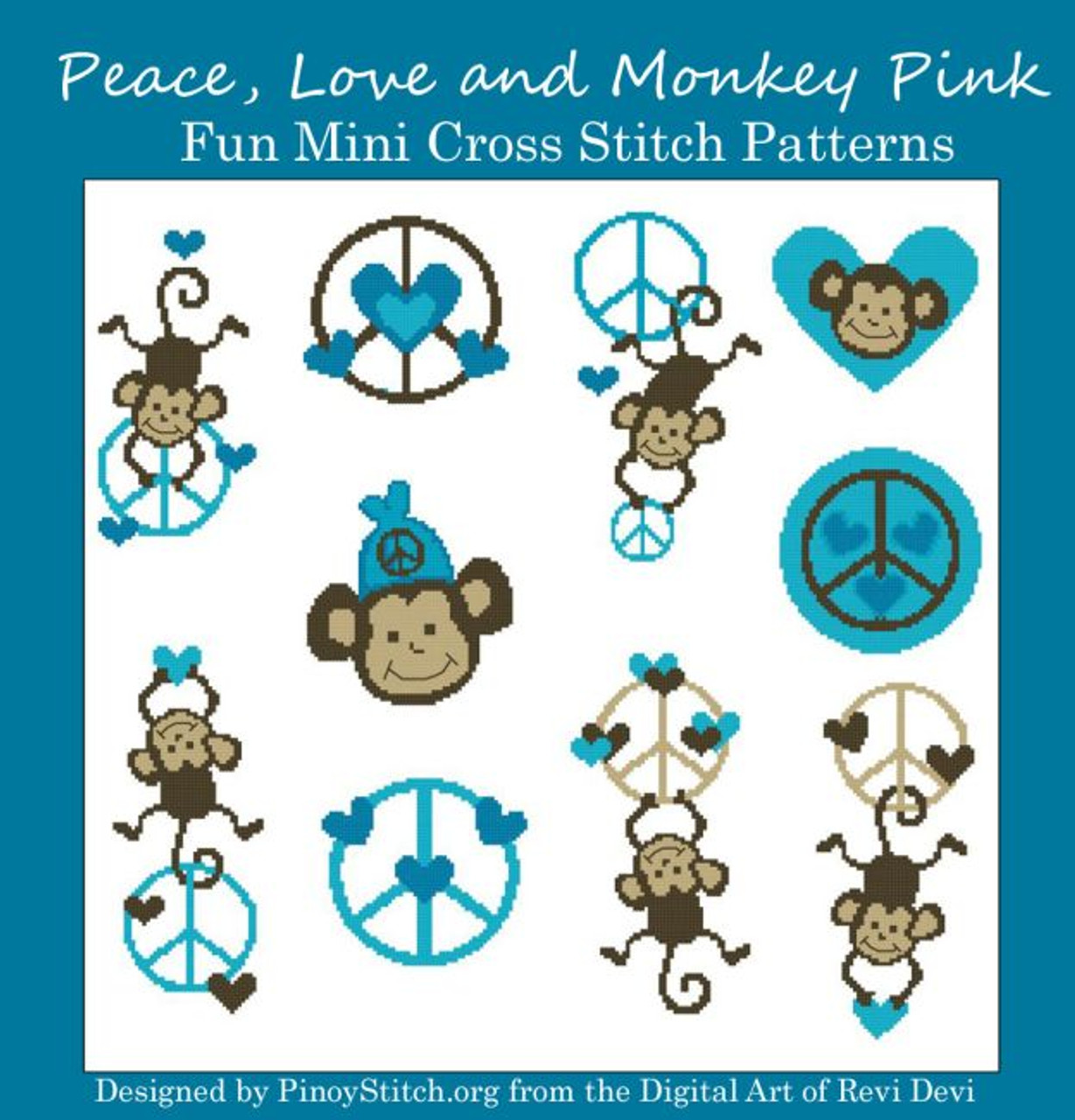 Peace Monkey Love Blue